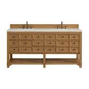 James Martin Vanities Malibu 72" Free Standing Double Basin Vanity Set with Quartz Vanity Top and Rectangular Sinks Amber Birch