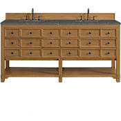James Martin Vanities Malibu 72" Free Standing Double Basin Birch Wood Vanity Set with Stone Composite Top and Rectangular Sinks Amber Birch