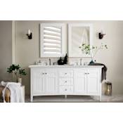 James Martin Vanities Palisades 72" Free Standing Double Basin Vanity Set with USB/Electrical Outlet, Wood Cabinet, and Eternal Jasmine Pearl Quartz Vanity Top Bright White