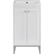James Martin Vanities Chianti 20" Free Standing Single Basin Vanity Set with Stone Composite Top and Rectangular Sink Glossy White