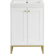 James Martin Vanities Chianti 24" Free Standing Single Basin Vanity Set with Stone Composite Top and Rectangular Sink Glossy White