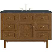 James Martin Vanities Laurent 48" Single Basin Poplar Wood Vanity Set with Stone Composite Top, Rectangular Sink, USB Port(s), and Electrical Outlet(s) Honey Oak