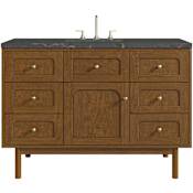 James Martin Vanities Laurent 48" Single Basin Poplar Wood Vanity Set with Stone Composite Top, Rectangular Sink, USB Port(s), and Electrical Outlet(s) Honey Oak
