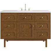 James Martin Vanities Laurent 48" Single Basin Poplar Wood Vanity Set with Stone Composite Top, Rectangular Sink, USB Port(s), and Electrical Outlet(s) Honey Oak