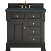 James Martin Vanities Brookfield 36" Free Standing Single Basin Vanity Set with Quartz Top and Rectangular Sink Black Onyx