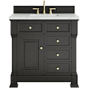 James Martin Vanities Brookfield 36" Free Standing Single Basin Vanity Set with Quartz Top and Rectangular Sink Black Onyx