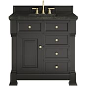 James Martin Vanities Brookfield 36" Free Standing Single Basin Poplar Wood Vanity Set with Solid Surface Top and Rectangular Sink Black Onyx