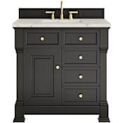 James Martin Vanities Brookfield 36" Free Standing Single Basin Vanity Set with Quartz Top and Rectangular Sink Black Onyx