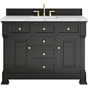James Martin Vanities Brookfield 48" Free Standing Single Basin Vanity Set with Quartz Top and Rectangular Sink Black Onyx