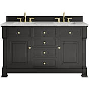 James Martin Vanities Brookfield 60" Free Standing Double Basin Vanity Set with Eternal Jasmine Pearl® Stone Composite Top and Rectangular Sinks Black Onyx