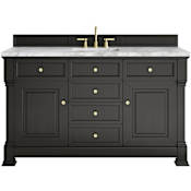 James Martin Vanities Brookfield 60" Free Standing Single Basin Vanity Set with Marble Top and Rectangular Sink Black Onyx