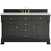 James Martin Vanities Brookfield 60" Free Standing Single Basin Vanity Set with Quartz Top and Rectangular Sink Black Onyx