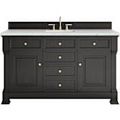 James Martin Vanities Brookfield 60" Free Standing Single Basin Vanity Set with Quartz Top and Rectangular Sink Black Onyx