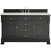 James Martin Vanities Brookfield 60" Free Standing Single Basin Vanity Set with Quartz Top and Rectangular Sink Black Onyx