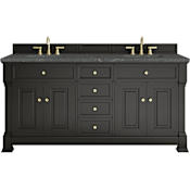 James Martin Vanities Brookfield 72" Free Standing Double Basin Vanity Set with Quartz Top and Rectangular Sinks Black Onyx
