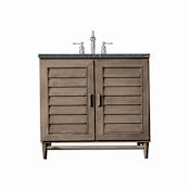 James Martin Vanities Portland 36" Single Basin Wood Vanity Set with 3cm Parisien Bleu Silestone Quartz Vanity Top and Rectangular Sink Whitewashed Walnut