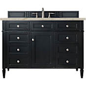 James Martin Vanities Brittany 48" Free Standing Single Basin Poplar Wood Vanity Set with Solid Surface Top and Rectangular Sink Black Onyx