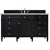 James Martin Vanities Brittany 60" Free Standing Single Basin Poplar Wood Vanity Set with Stone Composite Top and Rectangular Sink Black Onyx