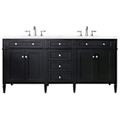 James Martin Vanities Brittany 72" Double Basin Poplar Wood Vanity Set with 3 cm Arctic Fall Solid Surface Vanity Top and Rectangular Sinks Black Onyx