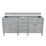 James Martin Vanities Brittany 72" Double Basin Poplar Wood Vanity Cabinet Only Urban Gray