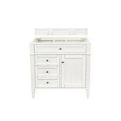 James Martin Vanities Brittany 36" Free Standing Single Basin Poplar Wood Vanity Bright White