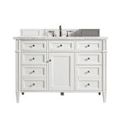 James Martin Vanities Brittany 48" Free Standing Single Basin Poplar Wood Vanity Set with Marble Top and Rectangular Sink Bright White