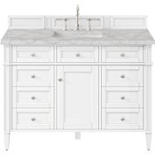 James Martin Vanities Brittany 48" Free Standing Single Basin Poplar Wood Vanity Set with Stone Composite Top and Rectangular Sink Bright White