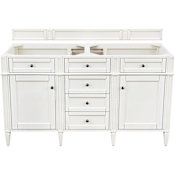 James Martin Vanities Brittany 60" Free Standing Double Basin Poplar Wood Vanity Cabinet Only Bright White