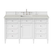 James Martin Vanities Brittany 60" Free Standing Single Basin Poplar Wood Vanity Set with Stone Composite Top and Rectangular Sink Bright White