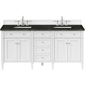 James Martin Vanities Brittany 72" Free Standing Double Basin Poplar Wood Vanity Set with Solid Surface Top and Rectangular Sinks Bright White