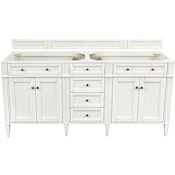 James Martin Vanities Brittany 72" Free Standing Double Basin Poplar Wood Vanity Cabinet Only Bright White