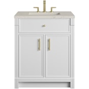 James Martin Vanities Bellshire 30" Free Standing Single Basin Poplar Wood Vanity Set with Stone Composite Top, Rectangular Sink, USB Port(s), and Electrical Outlet(s) Bright White