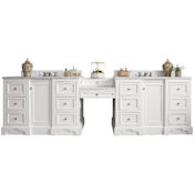 James Martin Vanities De Soto 118" Double Basin Hardwood Vanity Set with Carrara Marble Top Bright White