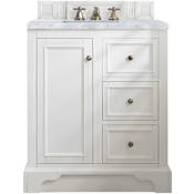 James Martin Vanities De Soto 32" Free Standing Single Vanity Set with Wood Cabinet and Carrara Marble Vanity Top Bright White