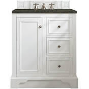 James Martin Vanities De Soto 30" Free Standing Single Basin Birch Wood Vanity Set with Solid Surface Top and Rectangular Sink Bright White