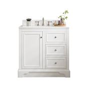 James Martin Vanities De Soto 36" Free Standing Single Basin Vanity Set with Wood Cabinet, 3cm Quartz Vanity Top, USB Port and Electrical Outlet Bright White