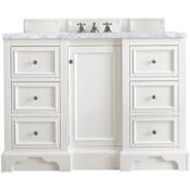 James Martin Vanities De Soto 50" Free Standing Single Vanity Set with Wood Cabinet and Carrara Marble Vanity Top Bright White