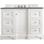 James Martin Vanities De Soto 48" Free Standing Single Basin Hardwood Vanity Set with 3 cm Cala Blue Quartz Vanity Top, Rectangular Sink, USB Port and Electrical Outlet Bright White