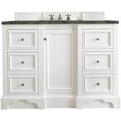 James Martin Vanities De Soto 48" Free Standing Single Basin Birch Wood Vanity Set with Solid Surface Top, Rectangular Sink, USB Port(s), and Electrical Outlet(s) Bright White