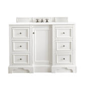 James Martin Vanities De Soto 48" Free Standing Single Basin Vanity Set with Wood Cabinet, 3cm Quartz Vanity Top, USB Port and Electrical Outlet Bright White