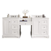 James Martin Vanities De Soto 84" Free Standing Double Basin Vanity Set with Wood Cabinet and 3cm Quartz Vanity Top Bright White