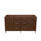 James Martin Vanities Metropolitan 60" Double Free Standing or Wall Mounted / Floating Wood Vanity Cabinet Only - Less Vanity Top American Walnut