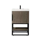 James Martin Vanities Columbia 24" Free Standing Single Basin Vanity Set with Cabinet and Stone Composite Vanity Top Ash Gray