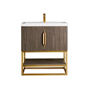 James Martin Vanities Columbia 32" Free Standing Single Basin Vanity Set with Cabinet and Stone Composite Vanity Top Ash Gray