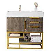 James Martin Vanities Columbia 36" Free Standing Single Basin Vanity Set with Cabinet and Stone Composite Vanity Top Ash Gray