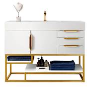 James Martin Vanities Columbia 48" Single Free Standing Vanity Cabinet - Less Vanity Top Glossy White