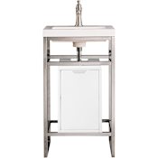 James Martin Vanities Boston 19-5/8" Rectangular Porcelain Console Bathroom Sink with Overflow and Single Faucet Hole Brushed Nickel