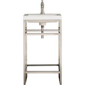 James Martin Vanities Boston 19-5/8" Rectangular Stainless Steel and Stone Composite Console Bathroom Sink with Overflow and Single Faucet Hole Brushed Nickel