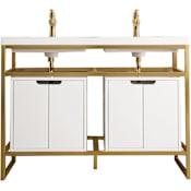 James Martin Vanities Boston 47-5/16" Rectangular Porcelain Console Bathroom Sink with Overflow and Single Faucet Hole Radiant Gold
