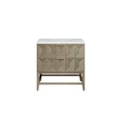 James Martin Vanities Emmeline 36" Free Standing Single Basin Ash Wood Vanity Set with Stone Composite Top and Rectangular Sink - Ethereal Noctis Pebble Oak / Ethereal Noctis